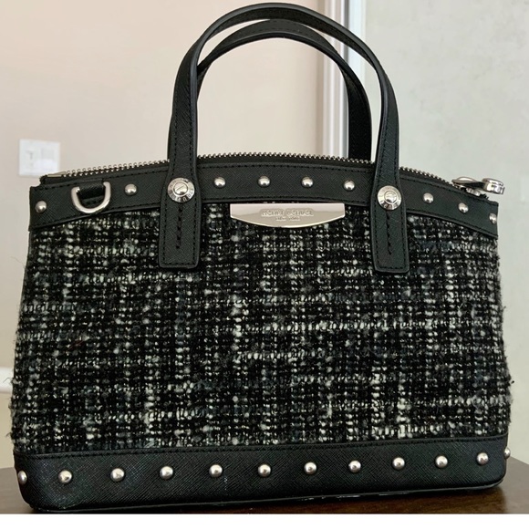 Henri Bendel West 57th Studded Tweed Satchel - Picture 2 of 9